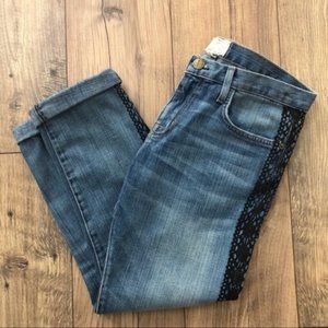 Current/Elliott boyfriend tux lace crop jeans